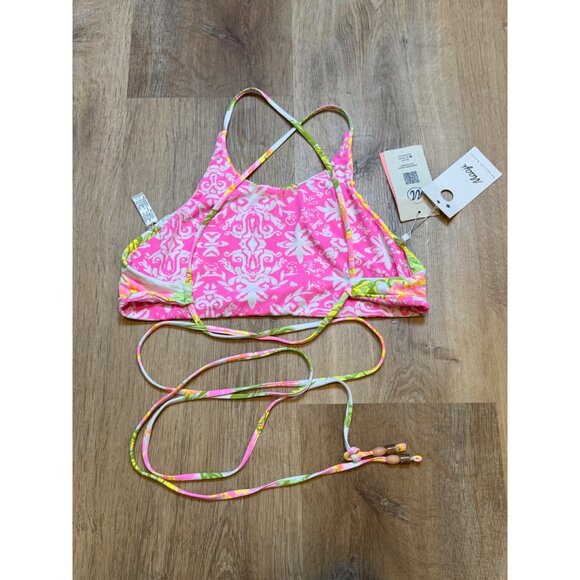 Maaji Reversible Floral Print High-Neck Bikini Top With Strappy Back For Women M - Picture 4 of 7